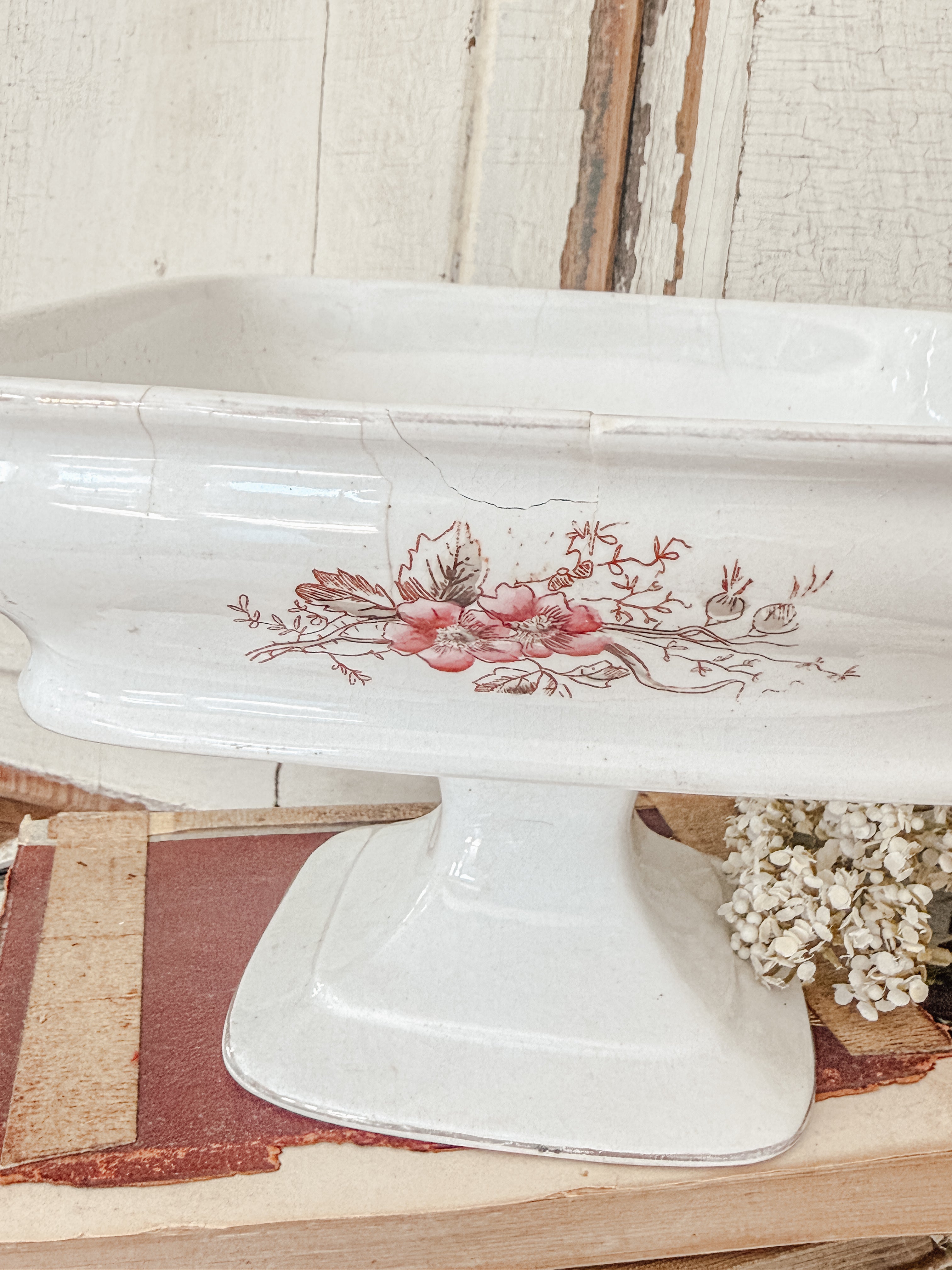 Taylor & Knowles Ironstone Footed Fruit Compote Bowl early 1900’s