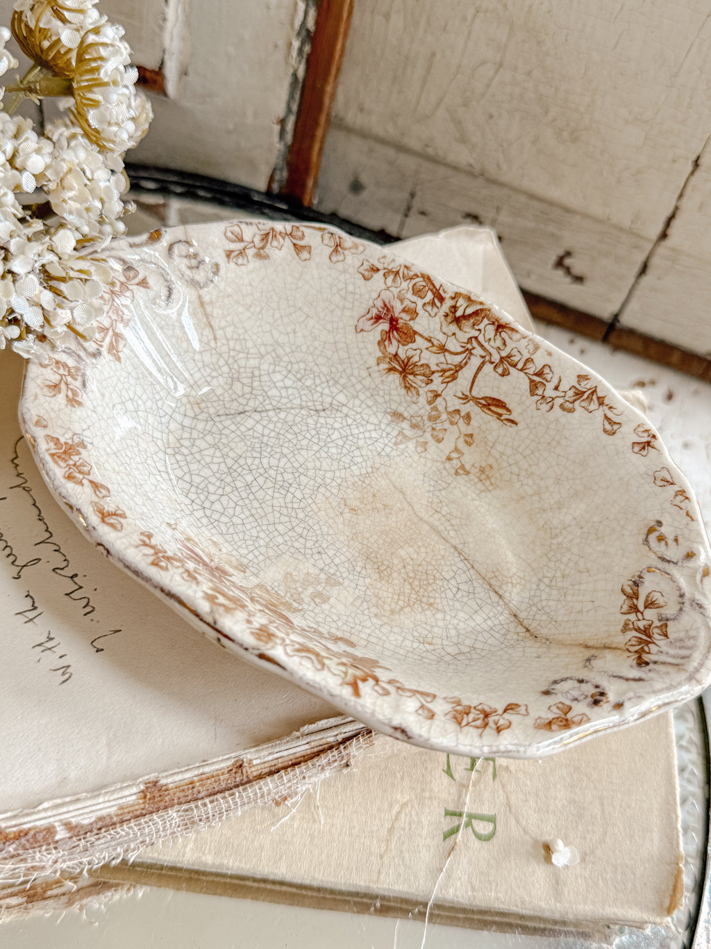 Late 1800’s ironstone Transferware butter dish