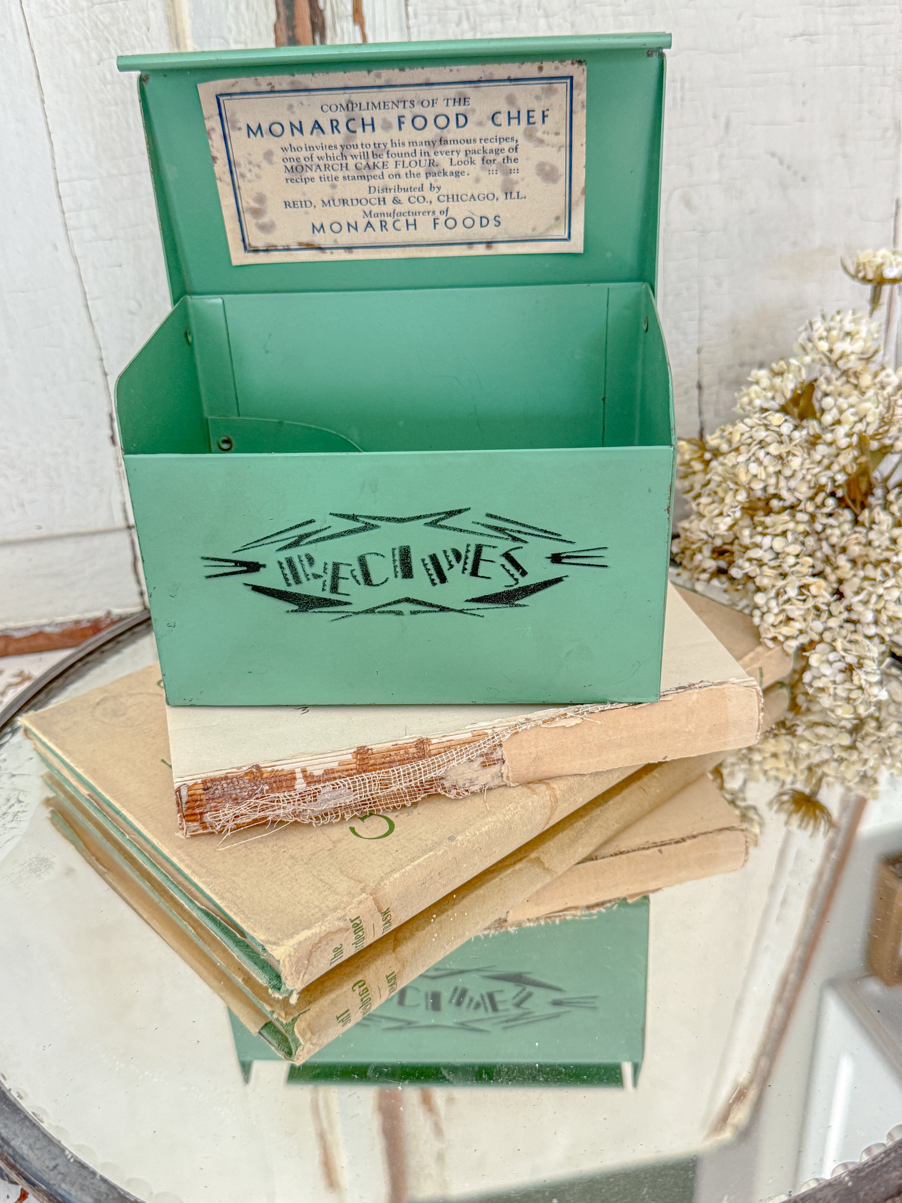 1930’s Jadeite green Monarch Food Chef recipe box