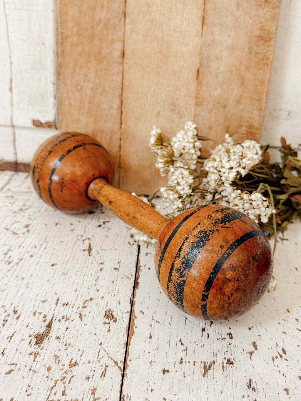 Vintage Late 1800’s Wood Dumbell