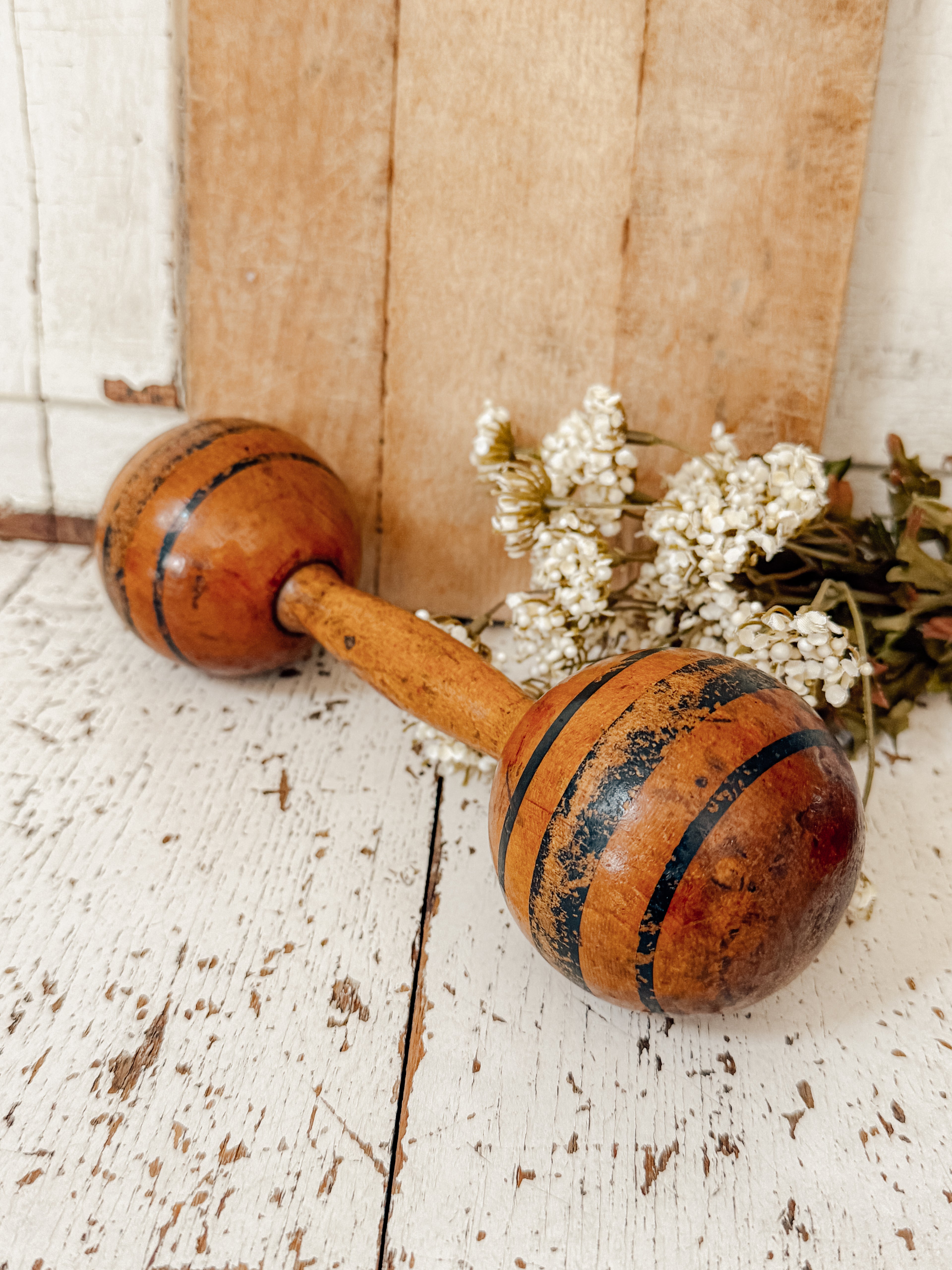 Vintage Late 1800’s Wood Dumbell