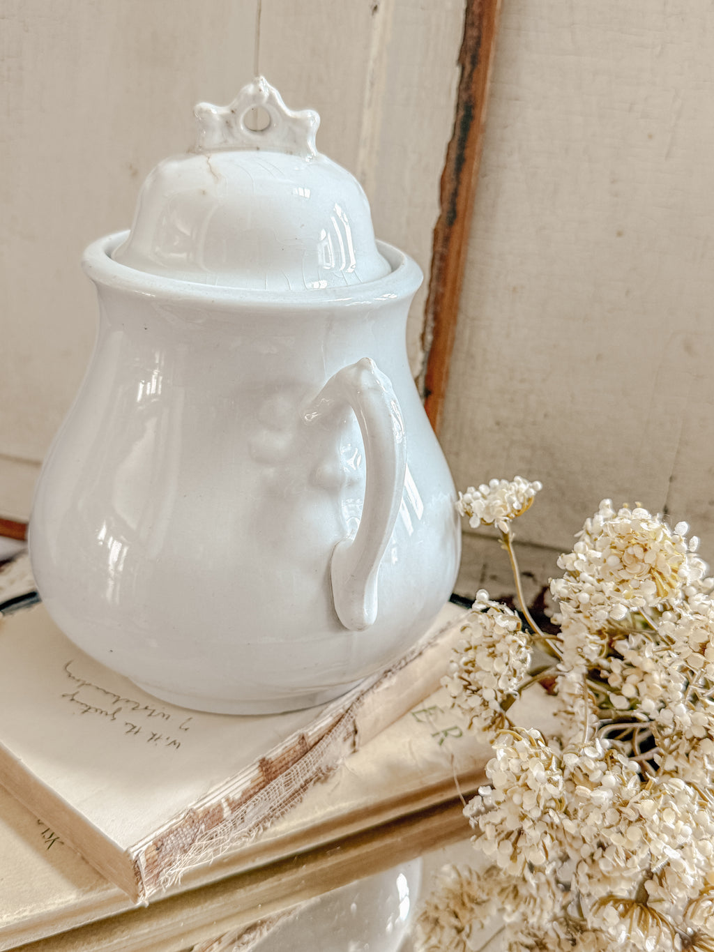Vintage Ironstone Sugar Bowl w/Lid