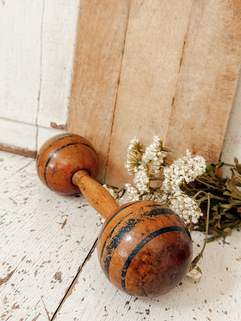 Vintage Late 1800’s Wood Dumbell