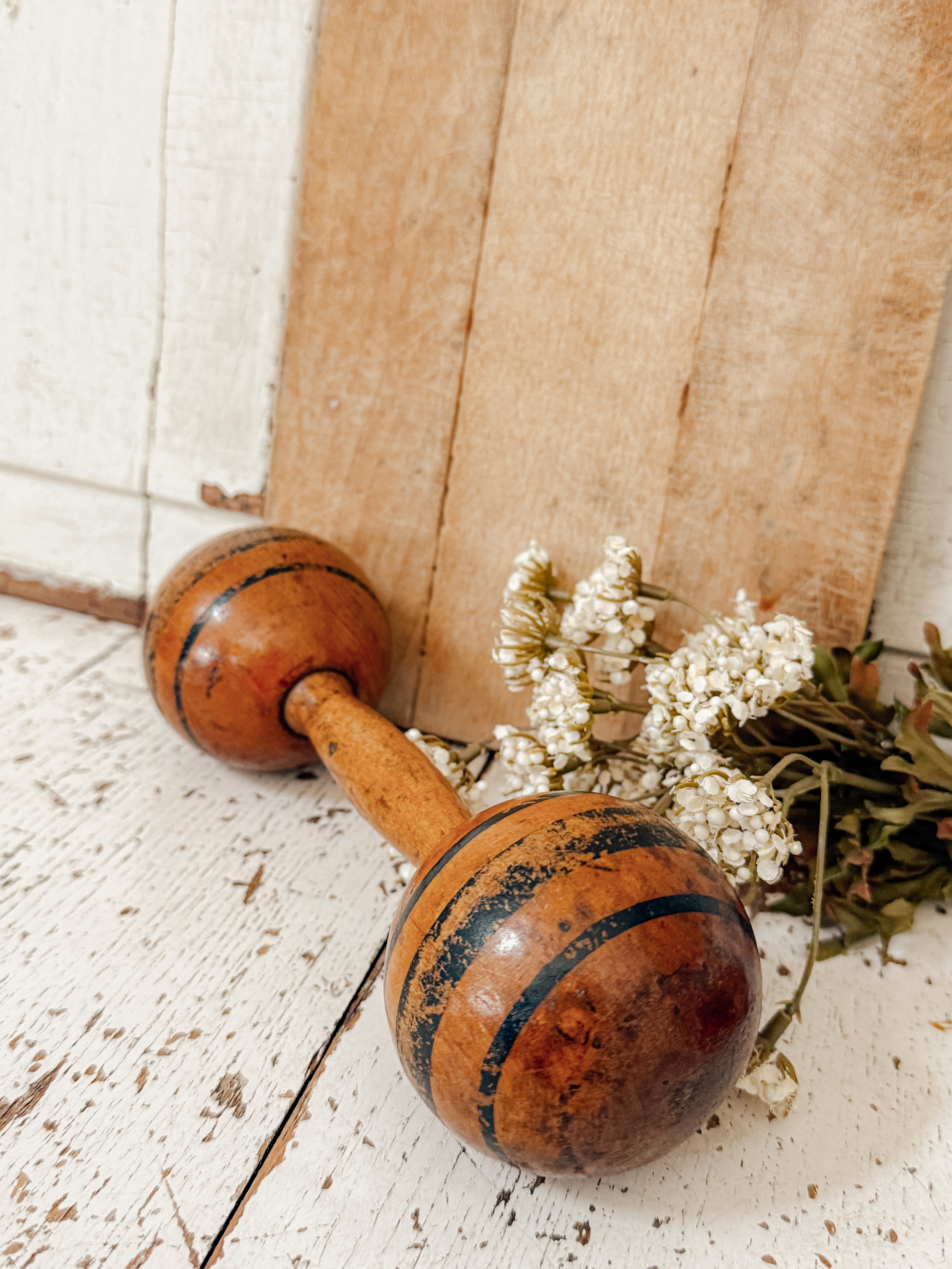 Vintage Late 1800’s Wood Dumbell