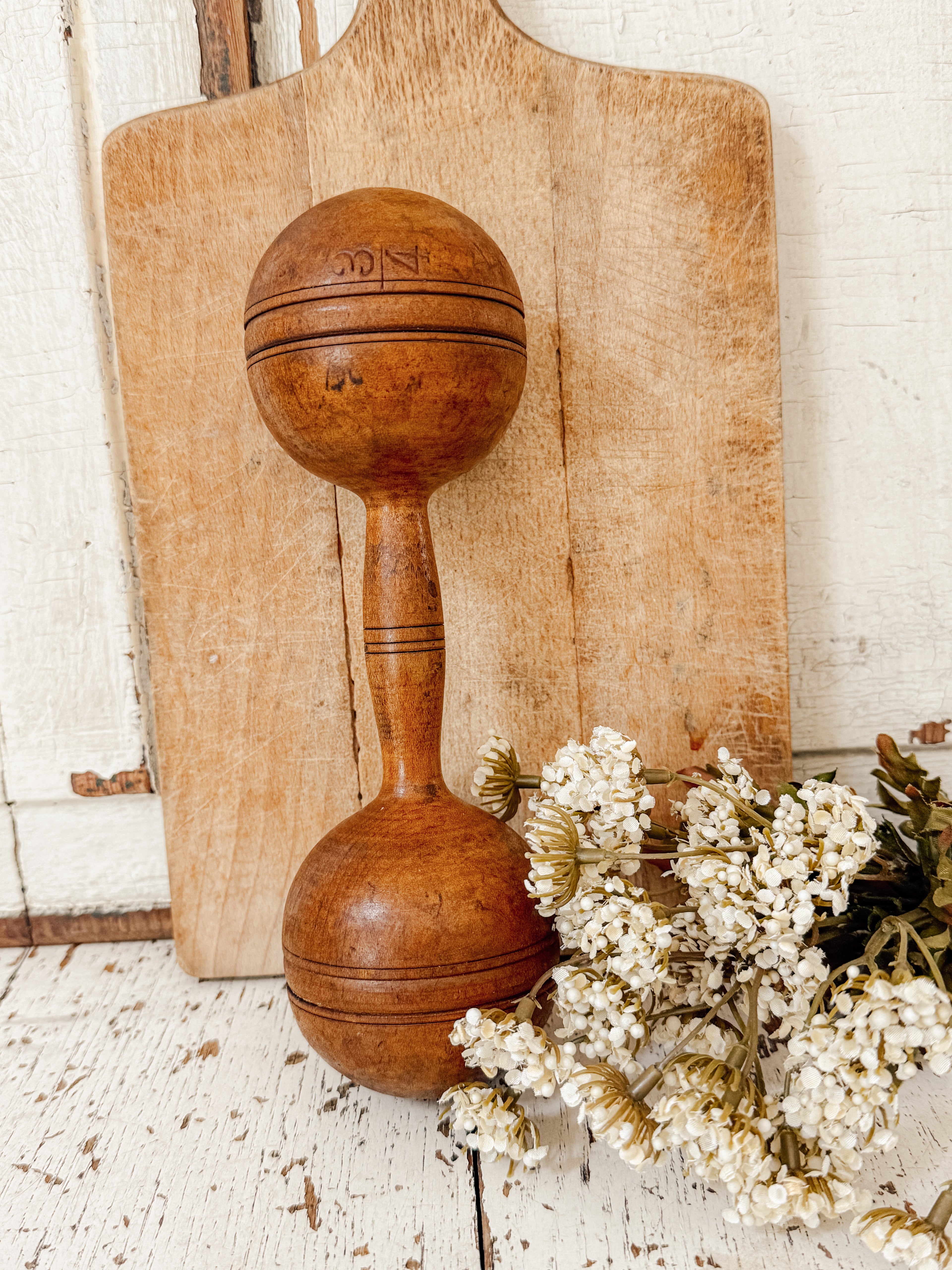 Late 1800’s wood dumbbell