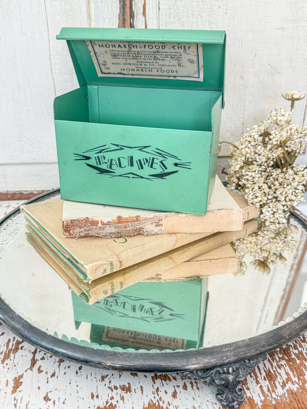 1930’s Jadeite green Monarch Food Chef recipe box