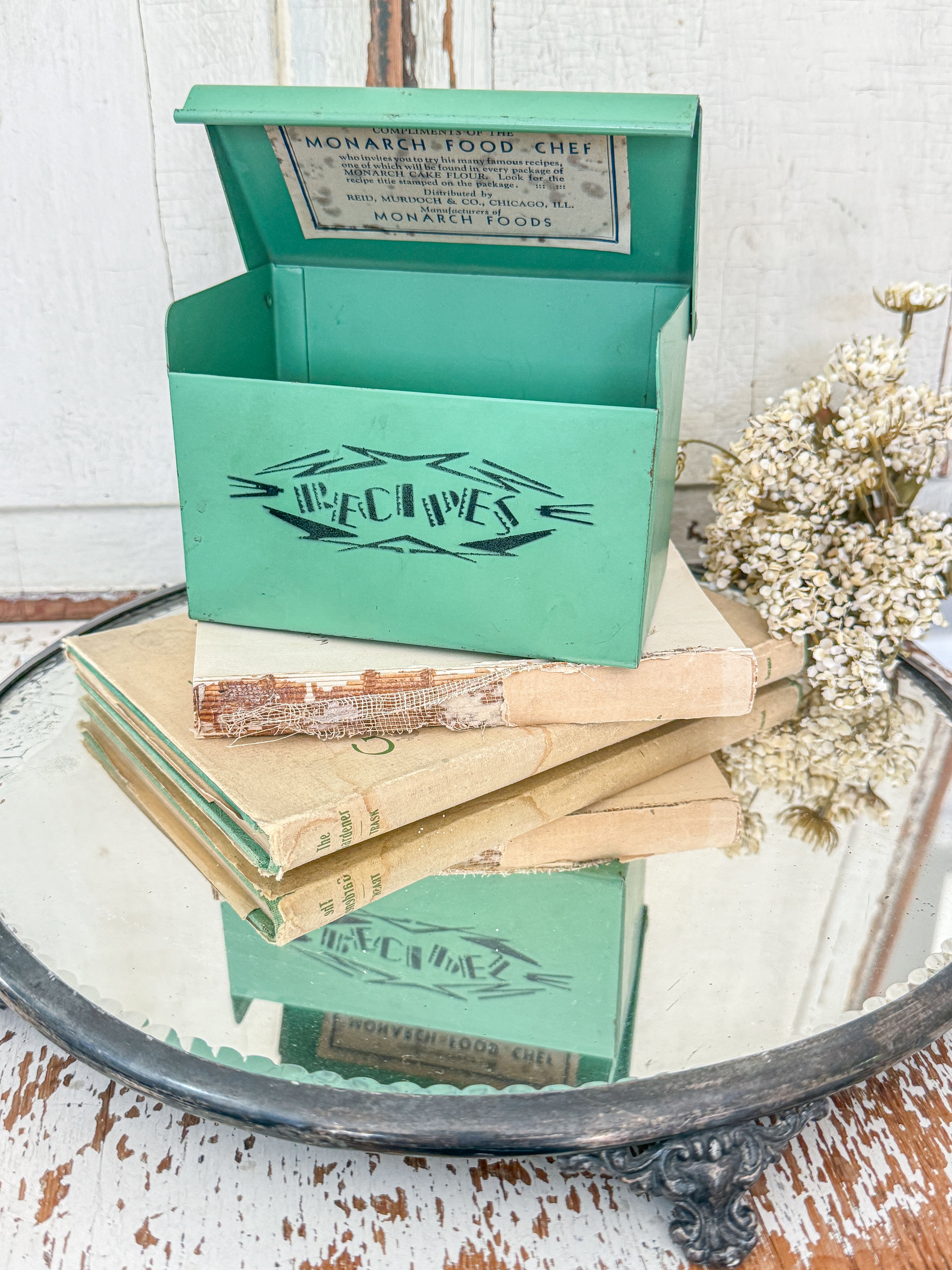 1930’s Jadeite green Monarch Food Chef recipe box