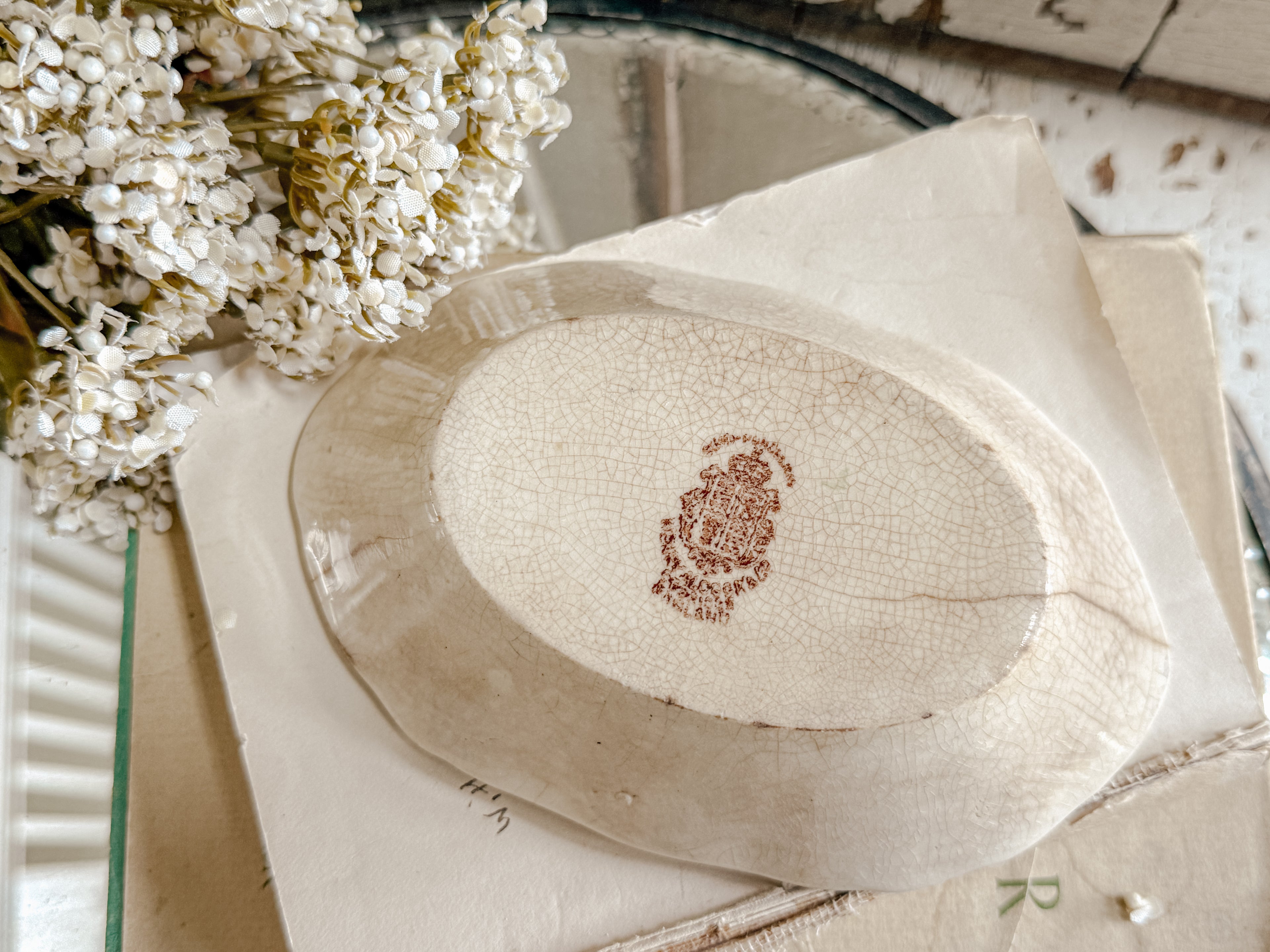 Late 1800’s ironstone Transferware butter dish