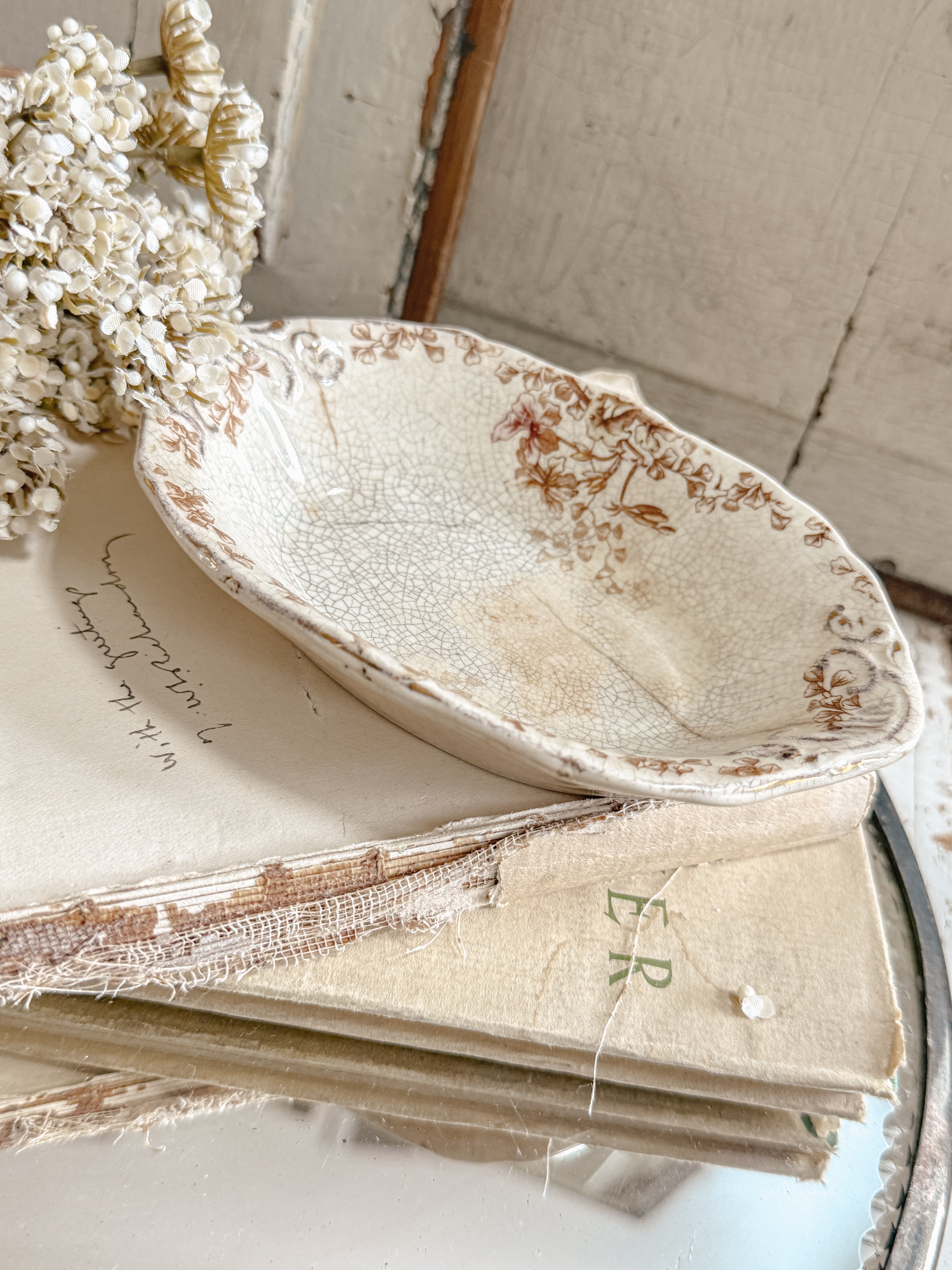 Late 1800’s ironstone Transferware butter dish