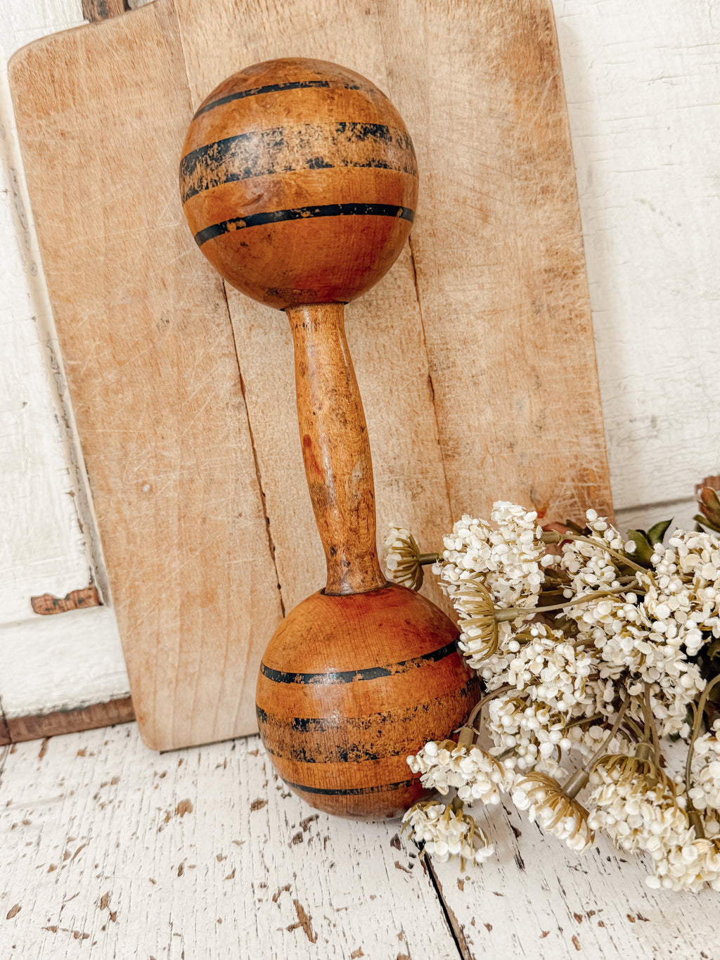 Vintage Late 1800’s Wood Dumbell
