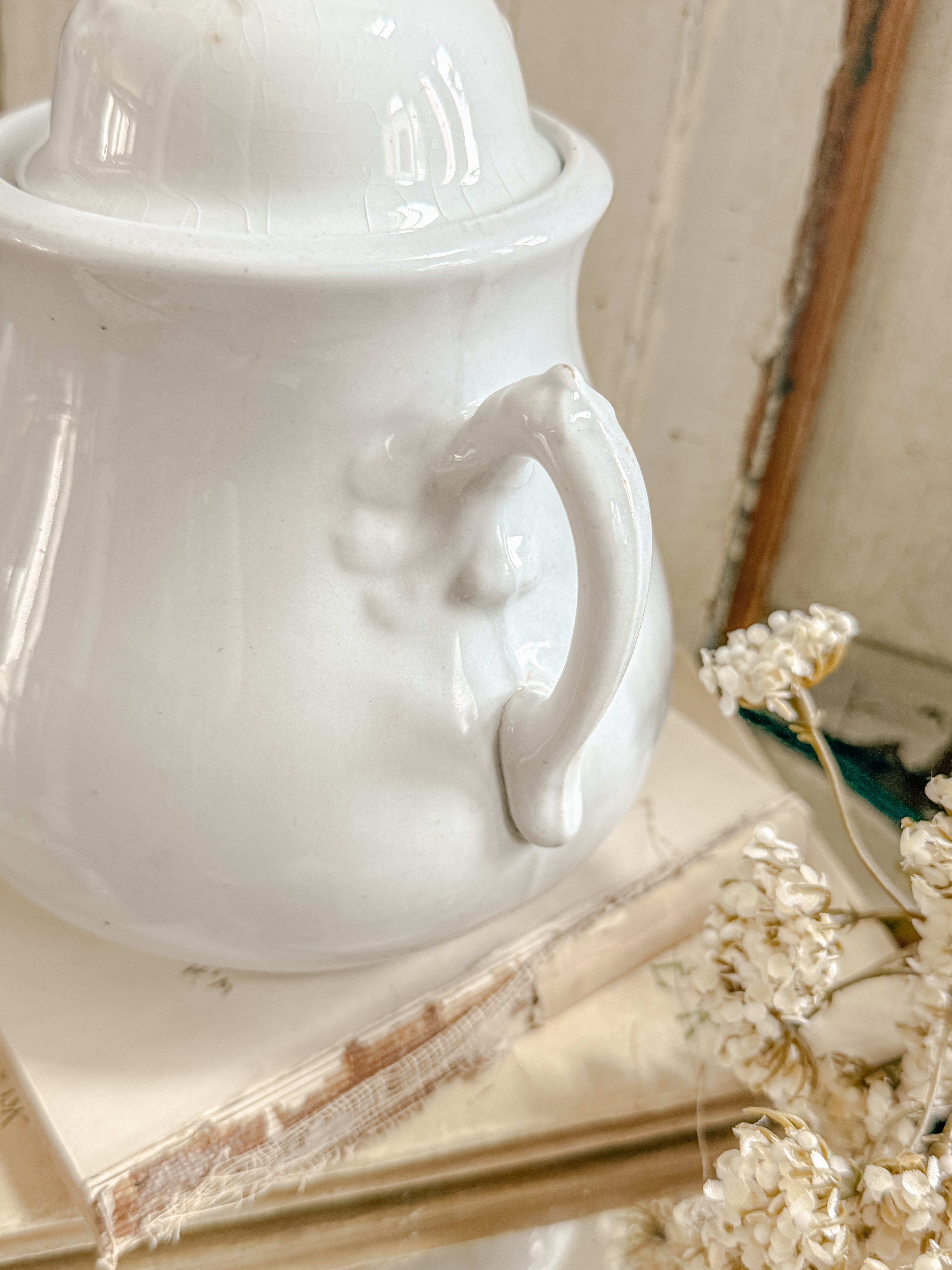 Vintage Ironstone Sugar Bowl w/Lid
