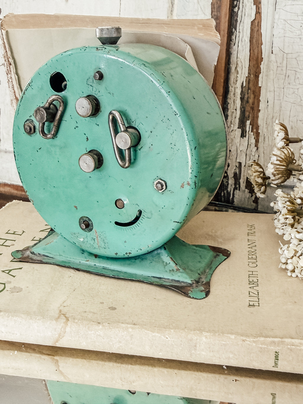 Vintage green Waterbury alarm clock
