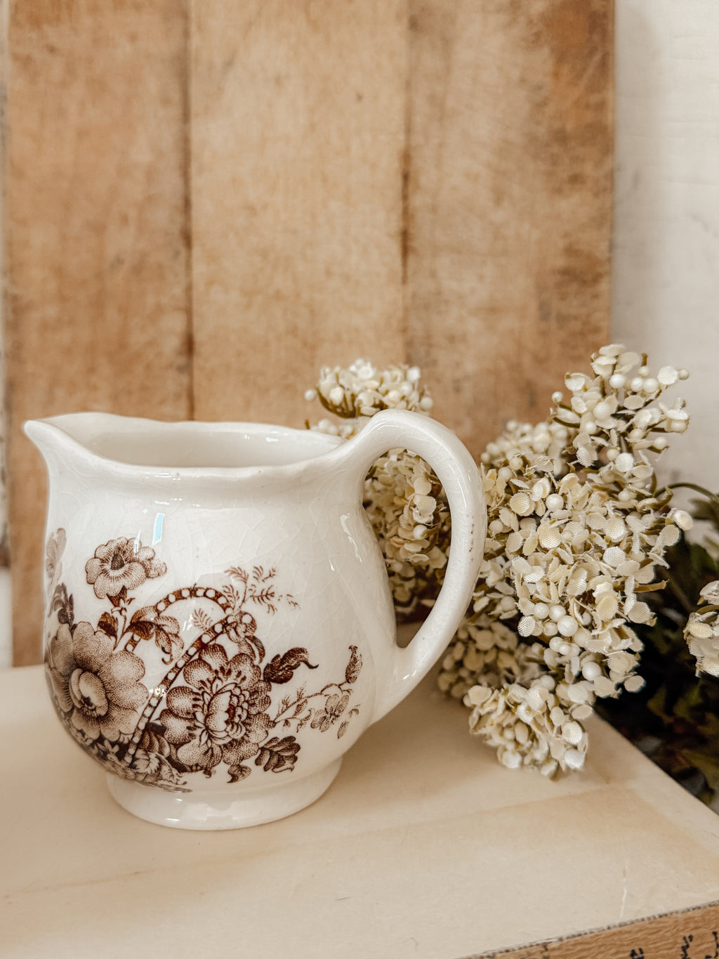 Vintage England Charlotte Crownford Ironstone Cream & Sugar Set of 2